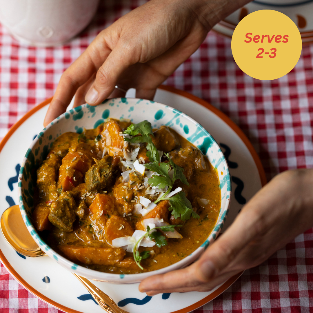 coconut lamb curry organic ready made meal in sustainable packaging melbourne