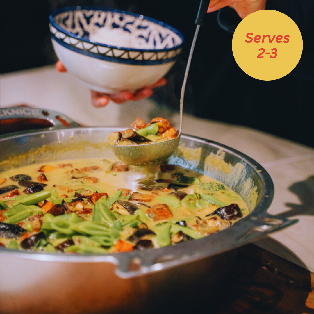 roast organic vegetable green curry serves 2-3 organic ready made meals in sustainable packaging melbourne delivery