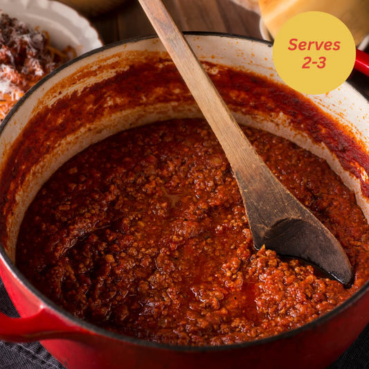 grass fed beef bolognese sauce organic ready made meal in sustainable packaging melbourne