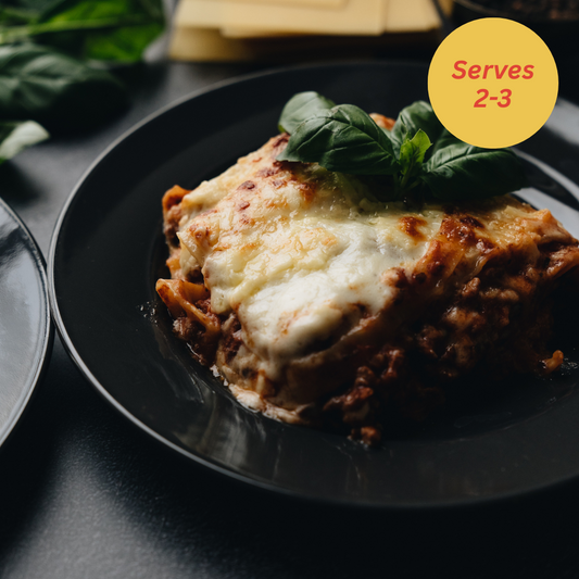 grass fed beef lasagne organic ready made meal in sustainable packaging melbourne